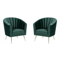 Manhattan Comfort 2-AC056-GR Rosemont Green and Gold Velvet Accent Chair (Set of 2)